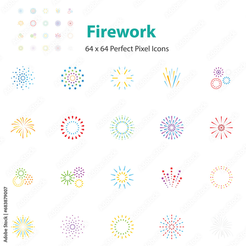 set of firework icon, new year, celebration