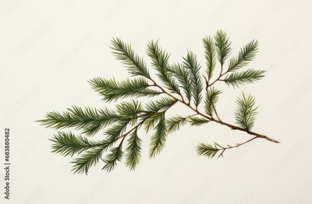 a white background with the sprig of a christmas tree, post-punk diy, the younger, use of earth tones a white background with the sprig of a christmas tree, post-punk diy, the younger, use of earth tones