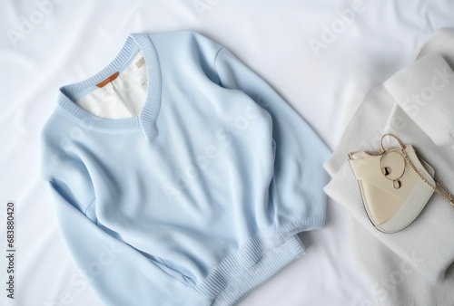 a sweater jeans and a pair of sunglasses