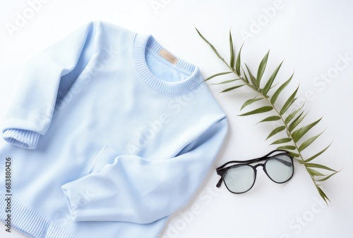 a sweater jeans and a pair of sunglasses