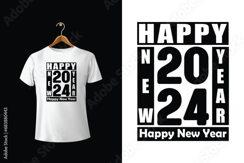 Happy New Year 2024 Vector T-Shirt photo