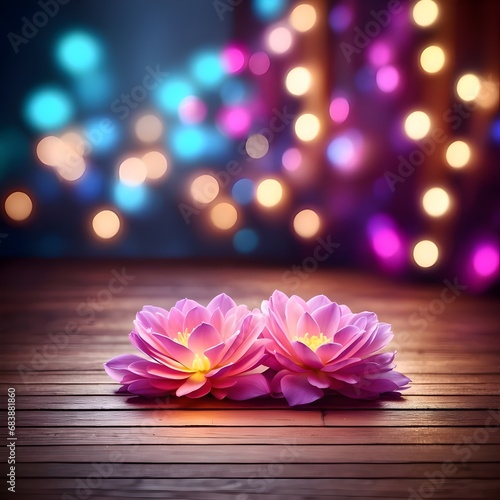 pink lotus flower on wooden background