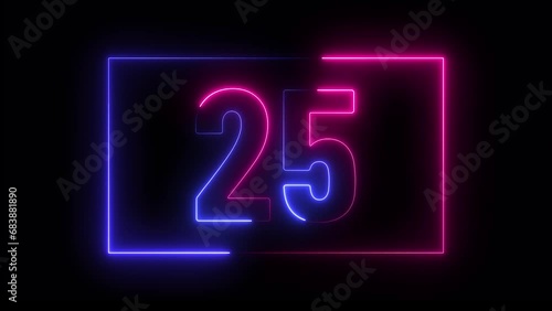 Glowing neon countdown timer 30 to 0 . 30 seconds timer clock photo