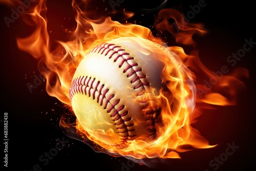 An eye-catching image of a baseball ball on fire