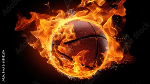 a basketball ball on fire, representing passion and energy, great for creativ...