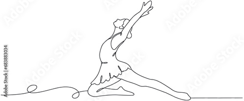 Line art of balerina balette dance illustration vector with transparent background