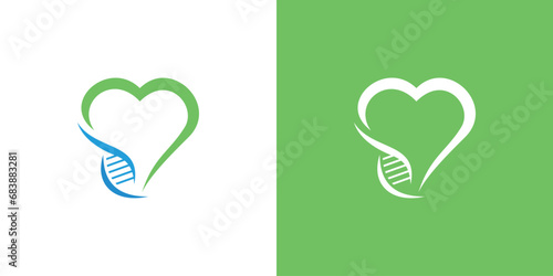 Love DNA Logo Design Template. Simple Love and DNA Combine. Heart Symbol Icon Vector Illustration.