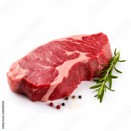 raw beef steak on white background