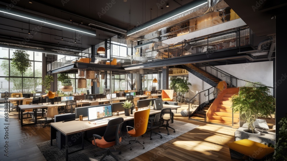 A modern and dynamic workplace in a tech startup A modern and dynamic workplace in a tech startup