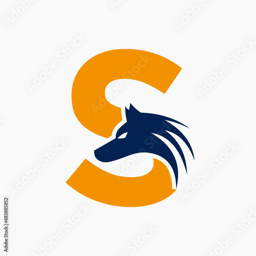 Letter S Wolf Logo. Wolf Symbol Vector Template