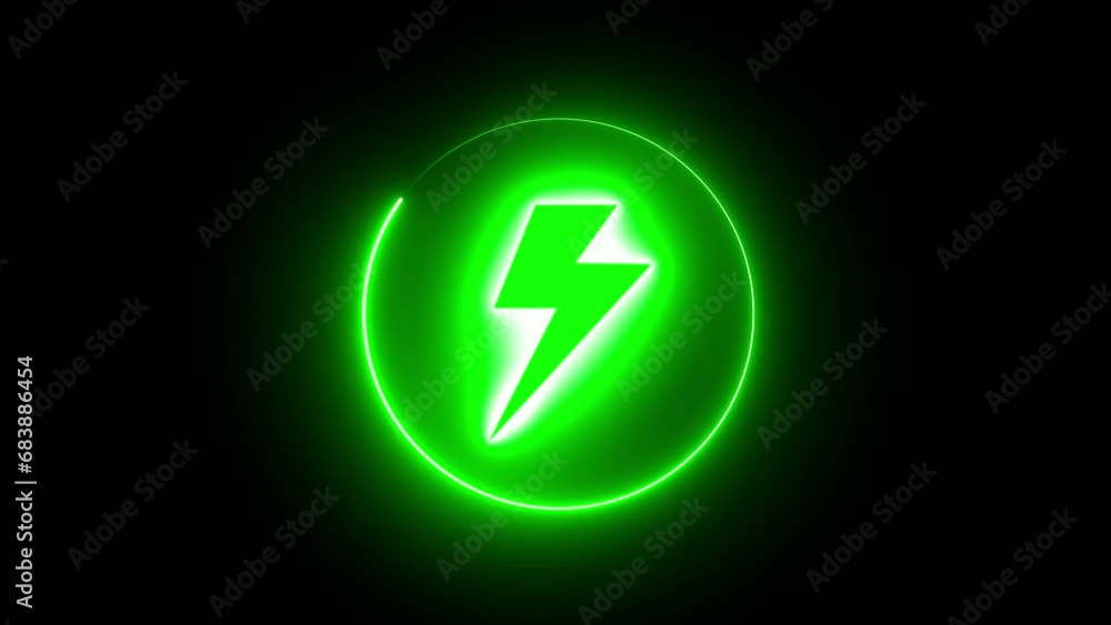 Neon power lighting animated on black background Neon power lighting animated on black background