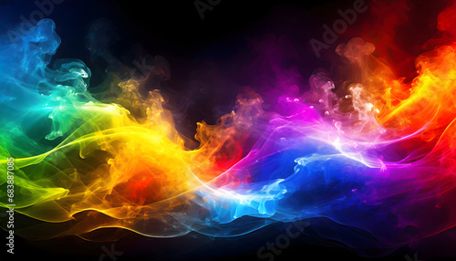 Rainbow wave on black background abstract wallpaper © masterofmoments