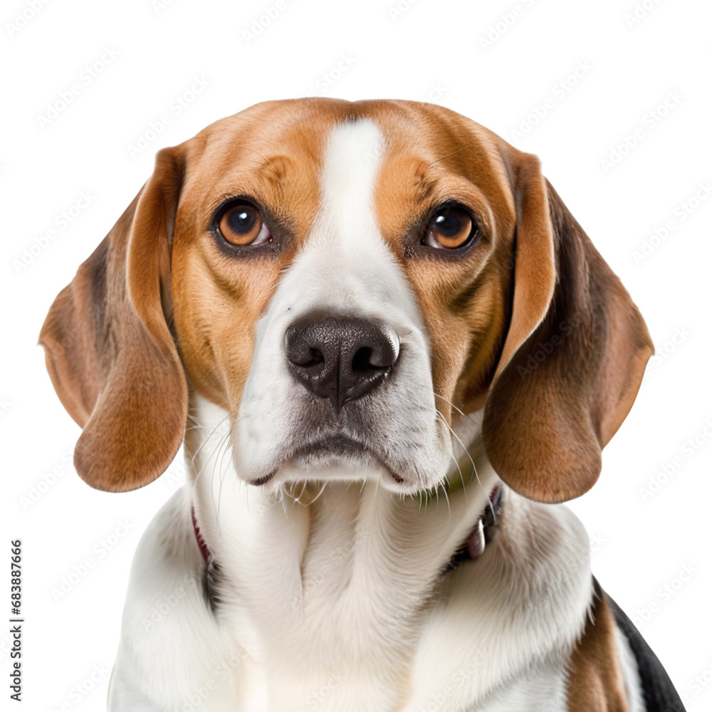 Closeup photo portrait of  Beagle Dog For ad, sad Dog, Passport size photo of beagle Dog - Generative AI