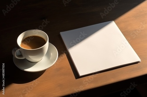 cup of coffee on the table near books and writing tablets,