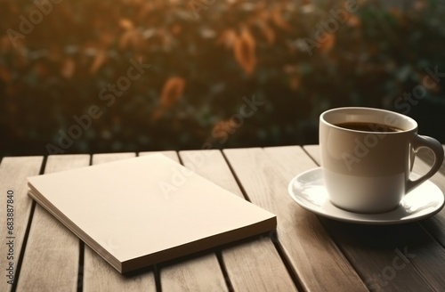 cup of coffee on the table near books and writing tablets,