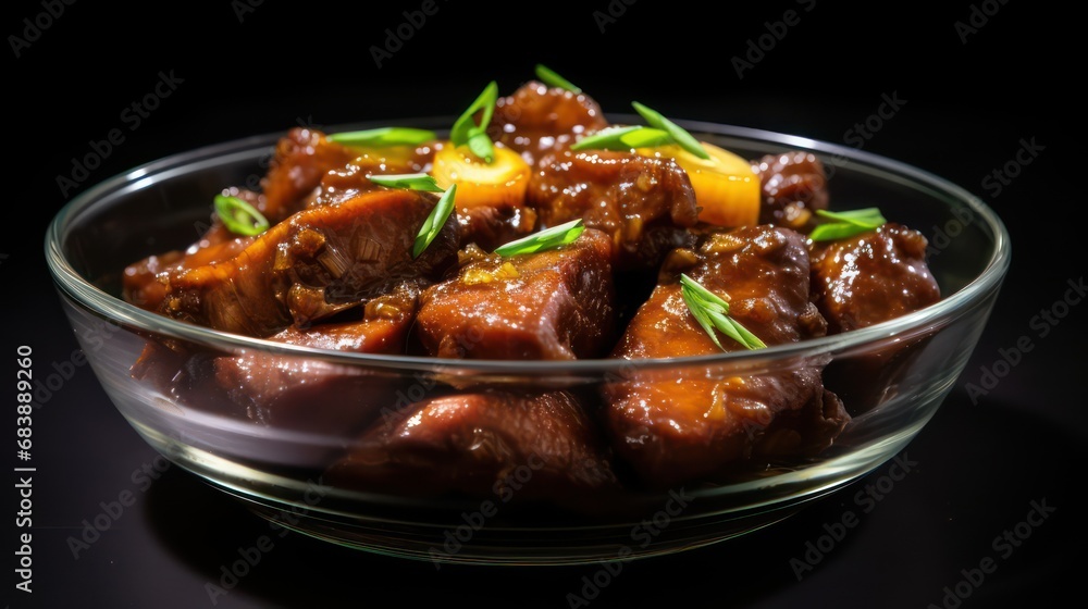 tangy traditional filipino adobo food on transparent bowl tangy traditional filipino adobo food on transparent bowl
