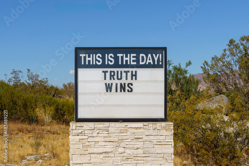 This is the day! Truth Wins quote letter marquee sign