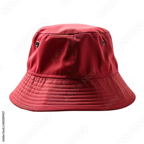 Red bucket hat isolated on white or transparent background