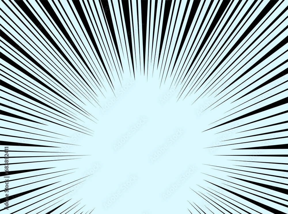 Comic book speed lines set, explosion effect. Abstract radial zoom speed light, motion background. Mega speed frame. illustration on white background