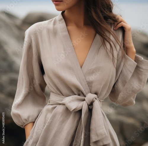 linen wrap dress sanoa white
