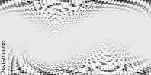 Abstract halftone wave dotted background. Futuristic twisted grunge pattern, dot, circles. Vector modern optical pop art texture for posters, business cards, cover, labels mock-up,