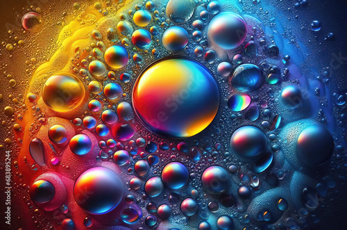 Water drops multicolor abstract background  many water bubbles beautiful wallpaper.