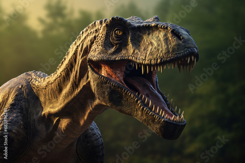 Portrait of a dinosaur  velociraptor T Rex