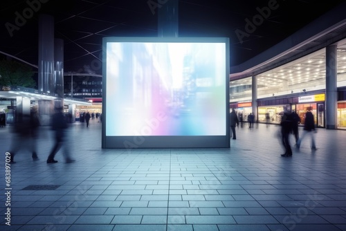 Blank digital signage screen in a public place, ideal for customization, Generative AI photo