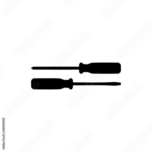 Plus or Positive and Minus or Negative Screwdriver Silhouette, Flat Style, can use for Art Illustration, Logo Gram, Pictogram, Website, Apps, or Graphic Design Element. Vector Illustration