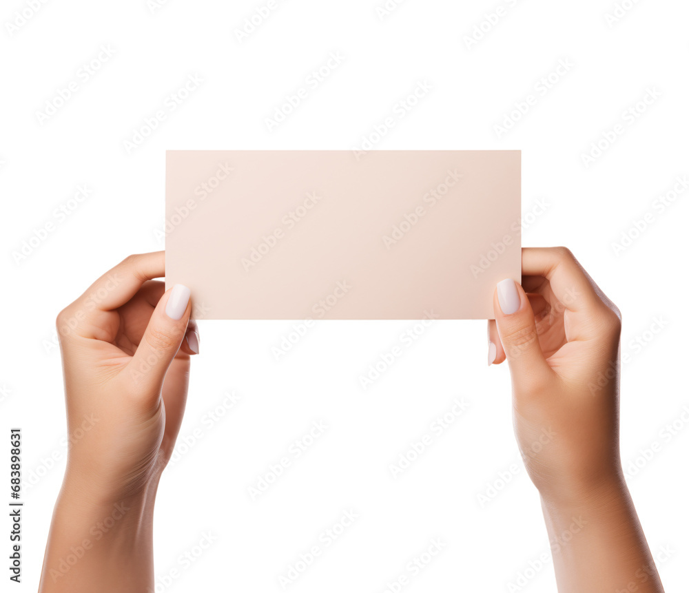 holding an empty note mockup with two hands to show a text sign or message, hand holding a blank paper note or business card mockup isolated on a transparent background holding an empty note mockup with two hands to show a text sign or message, hand holding a blank paper note or business card mockup isolated on a transparent background