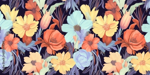 Floral seamless pattern.  design for paper  cover  fabric  interior decor and other  Generative AI