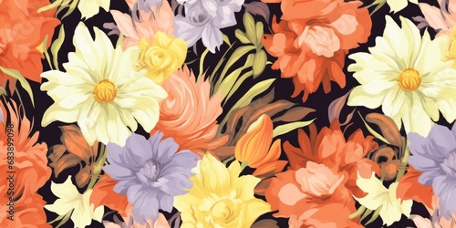 Floral seamless pattern.  design for paper, cover, fabric, interior decor and other, Generative AI
