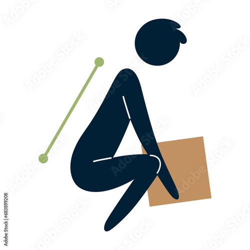 Lifting technique safe movement. Safety. Correct instruction for moving heavy packages for workers. Ergonomic movement for loading objects flat illustration