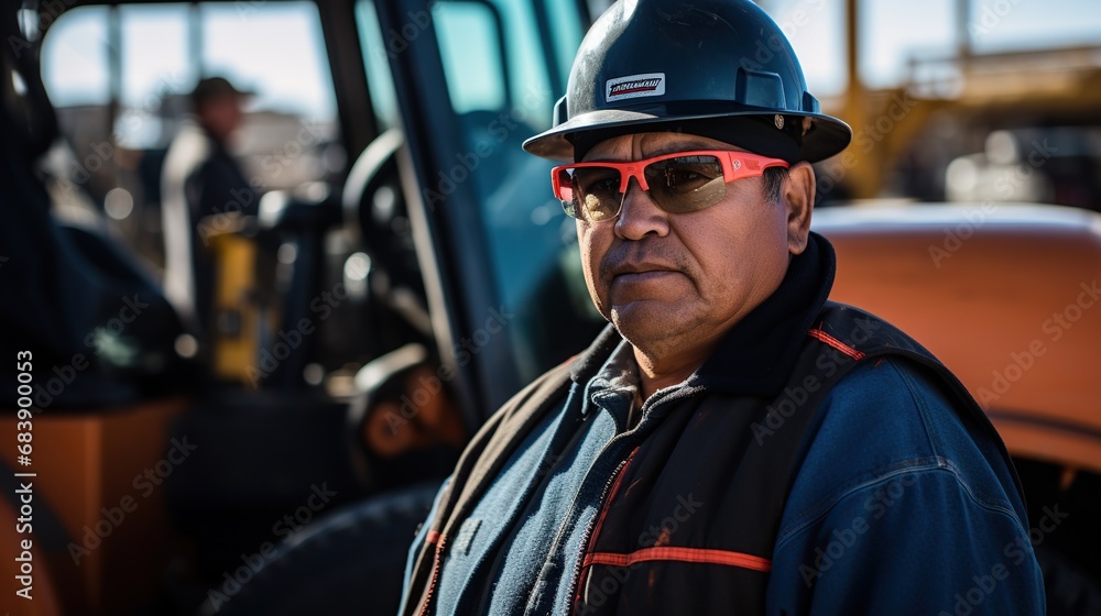 Safety First: A Man Protecting His Eyes with a Hard Hat and Sunglasses Safety First: A Man Protecting His Eyes with a Hard Hat and Sunglasses