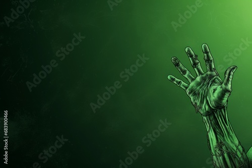 Decaying Green zombie hand mockup. Spooky dead. Generate Ai