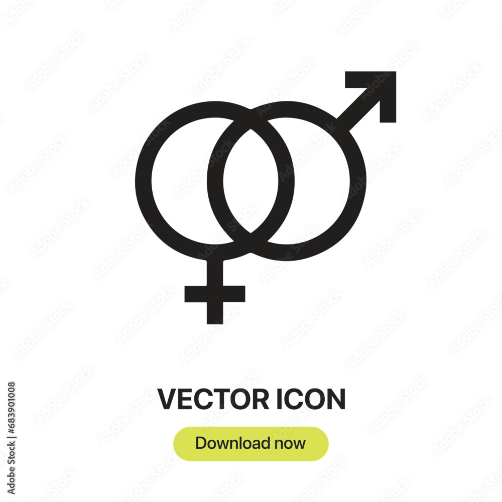 Genders icon vector. Linear-style sign for mobile concept and web design. Gender symbol illustration. Pixel vector graphics - Vector. Genders icon vector. Linear-style sign for mobile concept and web design. Gender symbol illustration. Pixel vector graphics - Vector.