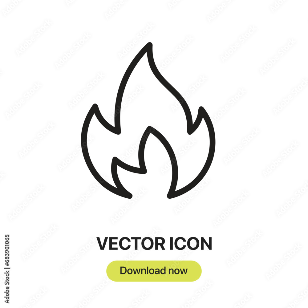 Fire icon vector. Linear-style sign for mobile concept and web design. Fire symbol illustration. Pixel vector graphics - Vector. Fire icon vector. Linear-style sign for mobile concept and web design. Fire symbol illustration. Pixel vector graphics - Vector.