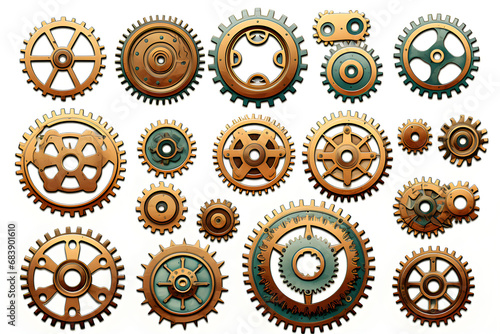 How gears and gears work, use with machines, illustrations, work, Generative AI