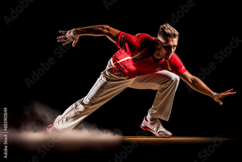 A active fielder catch the ball during a cricket match. photo