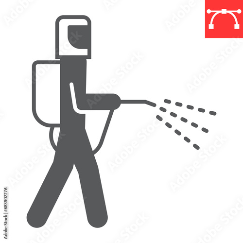 Exterminator glyph icon, pest control and pesticide, fumigation icon vector icon, vector graphics, editable stroke solid sign, eps 10.