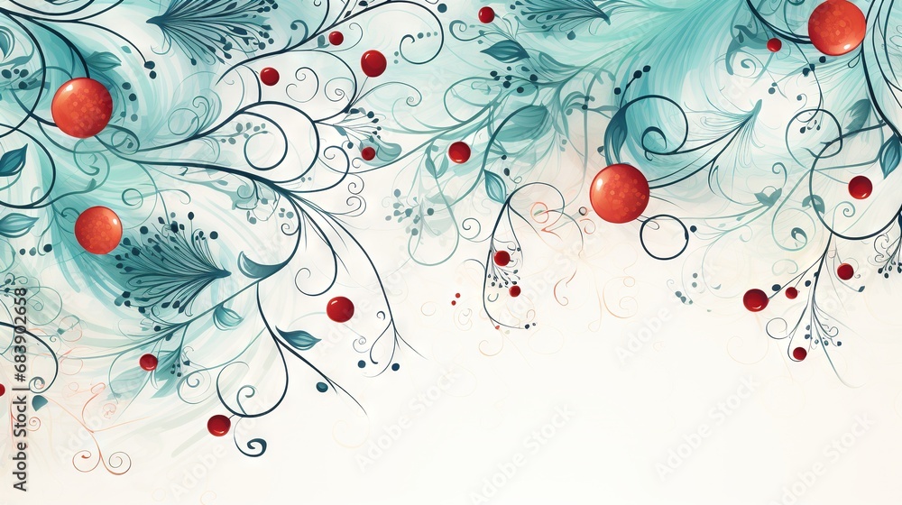 Abstract scrapbooking festive doodle backdrop with christmas ornaments, decorations. Seamless background wallpaper. Great as luxury postcard.