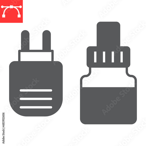 Anti mosquito fumigator glyph icon, plug and safety, electric mosquito repellent vector icon, vector graphics, editable stroke solid sign, eps 10.