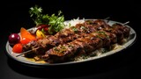 juicy traditional iranian kebab koobideh on black matte table 