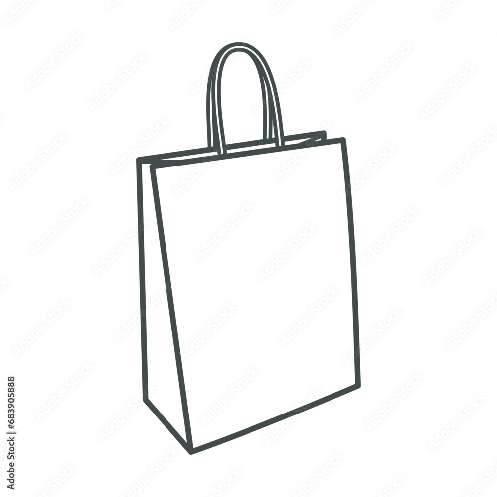 Vector illustration of white shopping paper bag isolated on light background Vector illustration of white shopping paper bag isolated on light background
