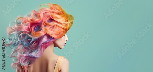 Distinctive Hair coloring colorful. Girl style. Generate Ai