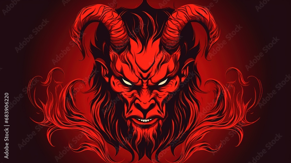 Portrait of satan on the red background