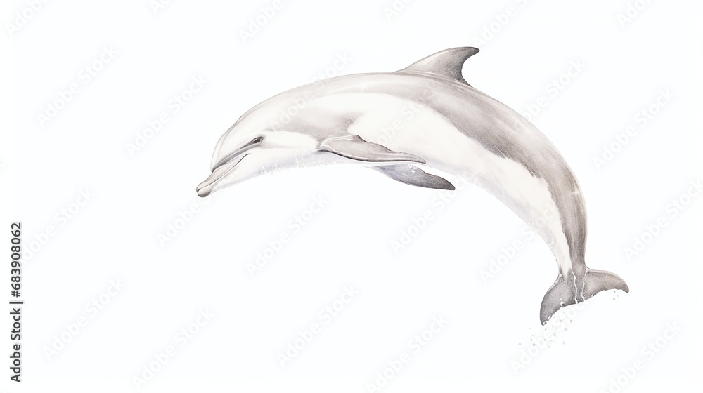Fototapeta premium Graceful Dolphin Leaping Illustration on White Background