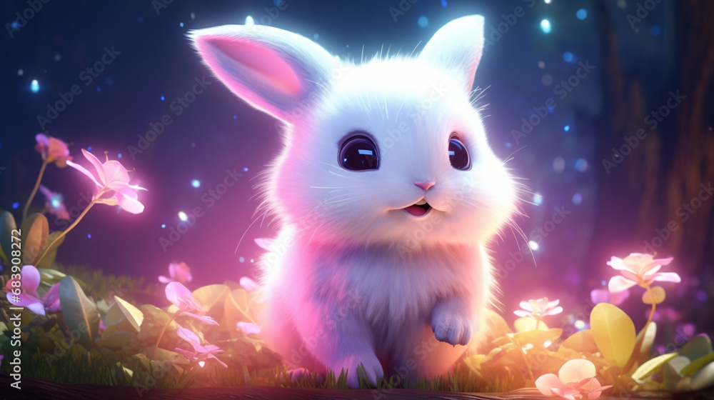 Illustration d'une petite créature adorable et magique. Lapin, rongeur, bébé animal. Pâques, imaginaire. Pour conception et création graphique Illustration d'une petite créature adorable et magique. Lapin, rongeur, bébé animal. Pâques, imaginaire. Pour conception et création graphique