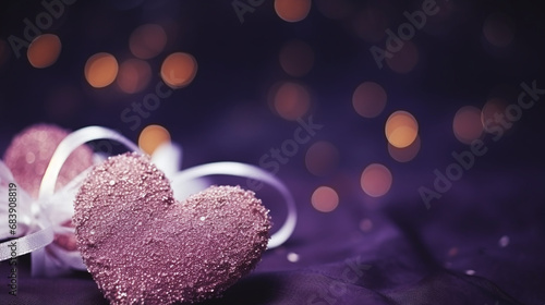 Glittering Purple Heart with Bokeh Lights for Romantic Occasions and Valentine's Day Backgrounds
