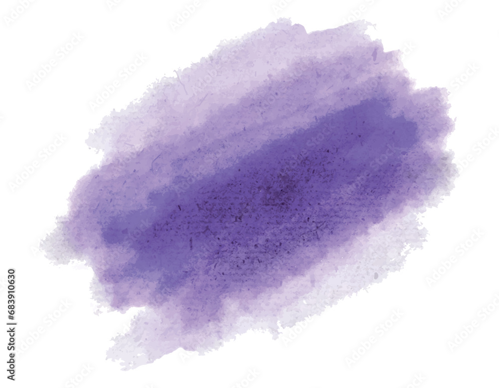 Violet watercolor blot brush on isolated background vector